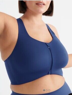 Knix Catalyst Front Zip Sports Bra High Impact Blue Knix 7 (36DD, 36DDD, 38DD)